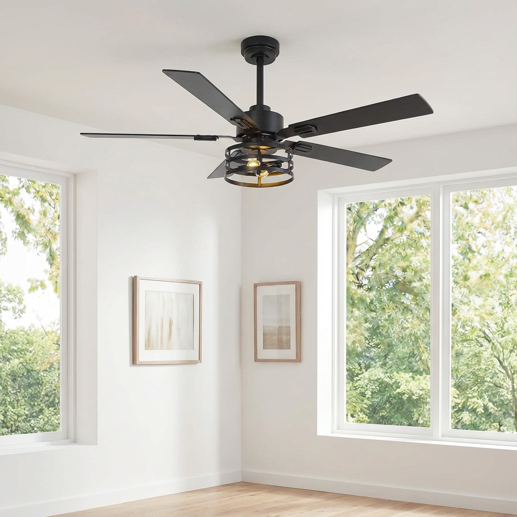 Vaczon 52 Inch 60 Inch Industrial Downrod Ceiling Fan with Light and APP & Remote Control