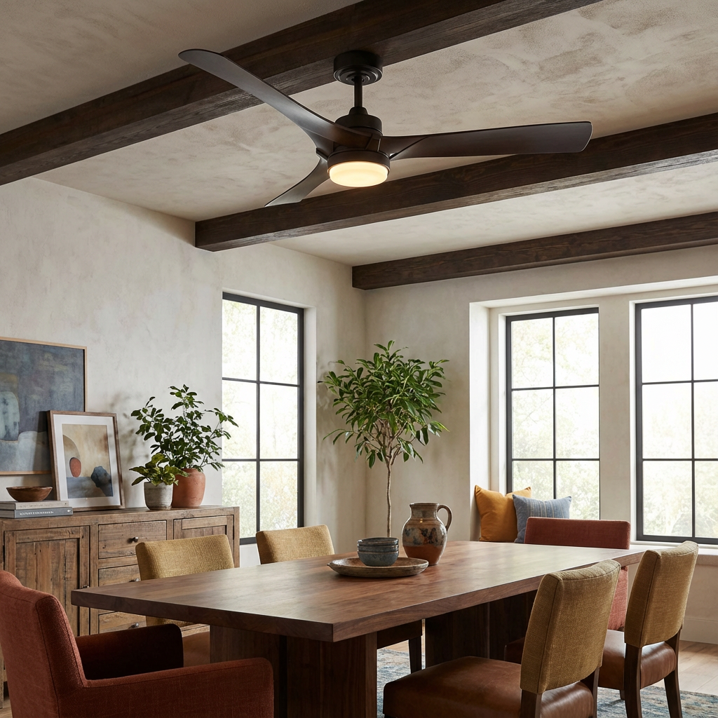 52 Inch Ivy Industrial Downrod Mount LED Ceiling Fan with Remote Control
