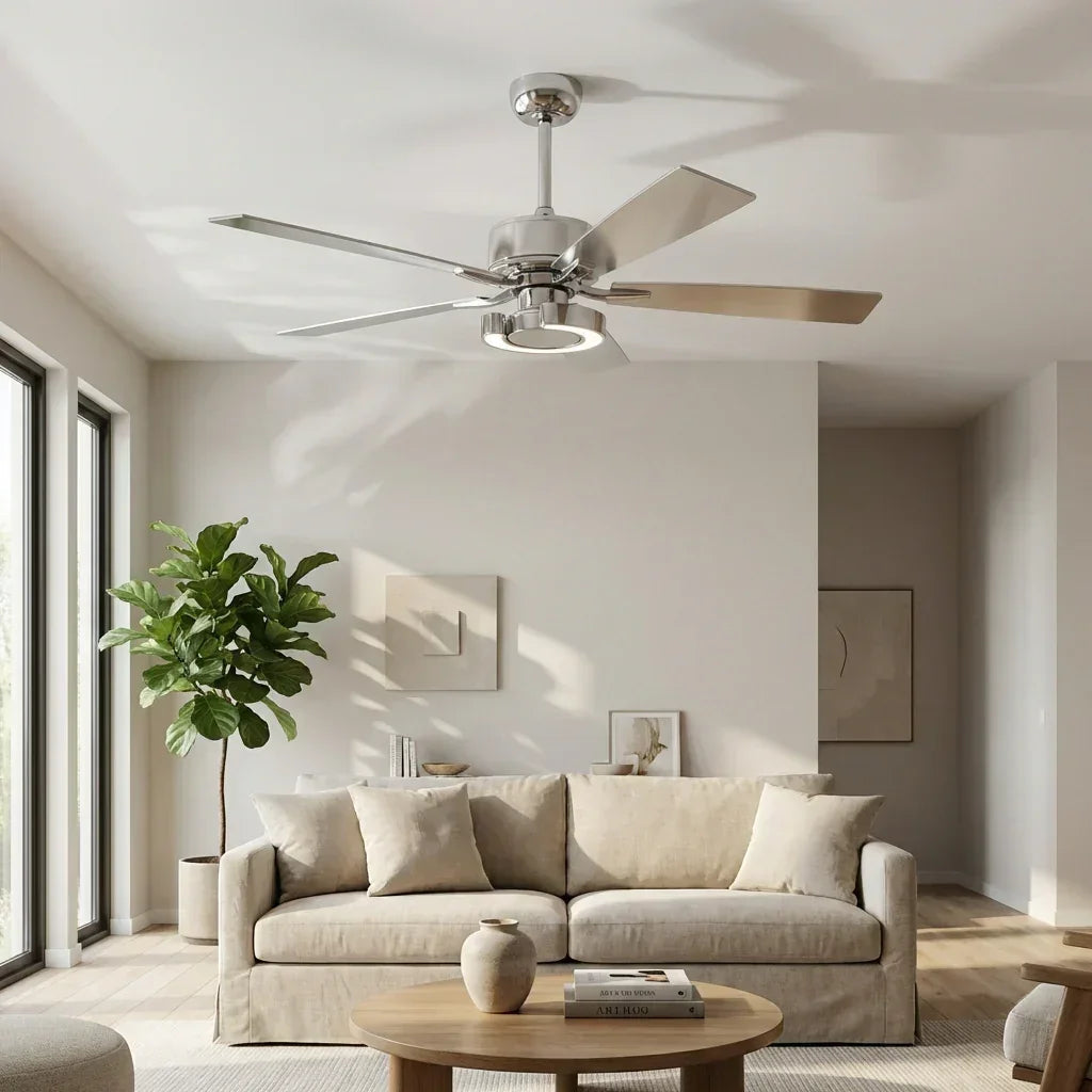 52 Inch Arlen Double-sided Blades Downrod Mount LED Ceiling Fan with Remote Control