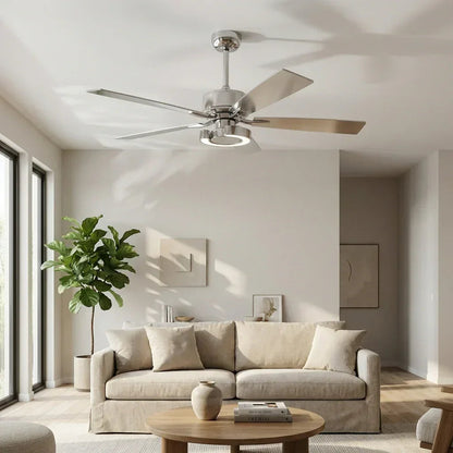 52 Inch Arlen Double-sided Blades Downrod Mount LED Ceiling Fan with Remote Control
