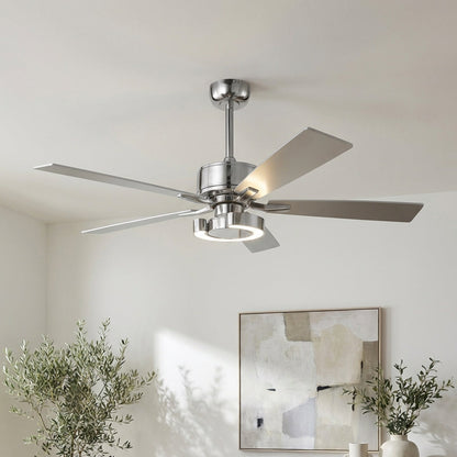 52 Inch Arlen Double-sided Blades Downrod Mount LED Ceiling Fan with Remote Control