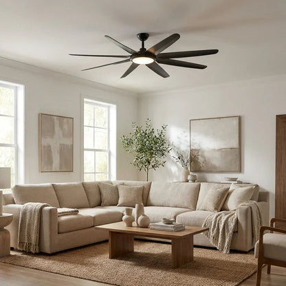 65" Industrial DC Motor Downrod Mount Ceiling Fan with Lighting and Remote Control