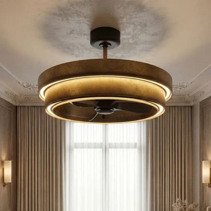 Perimost 32 Inch Eartha Antique Bronze Downrod Mount Luxury Fandelier with Light and Remote Control