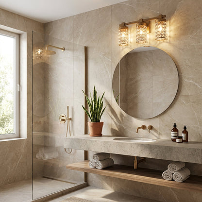 3-Light Modern Golden Linear Vanity Lights Wall Light