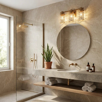 3-Light Modern Golden Linear Vanity Lights Wall Light