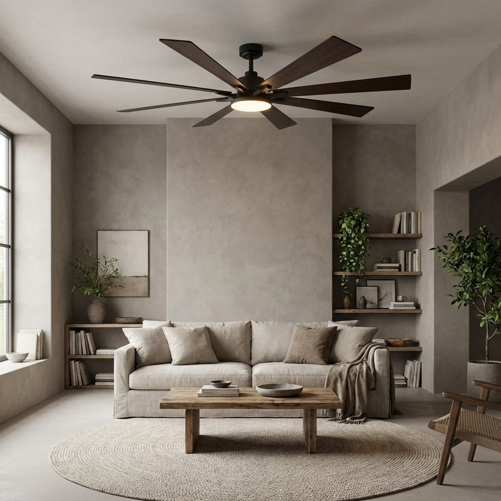 72 Inch Elbe Modern Downrod Mount Ceiling Fan with Light and Remote Control