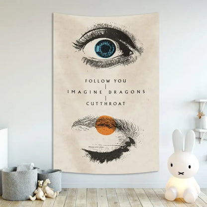 Imagine dragons band poster tapestry white & red bedroom wall decor