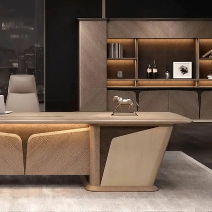 Cognac · Executive Desk w/ Mobile Storage