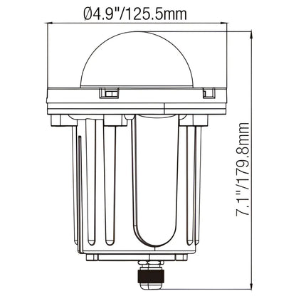 In-Ground Pathway Light with Brass-PVC Housing and Domed Half Lid for MR16 Bulbs