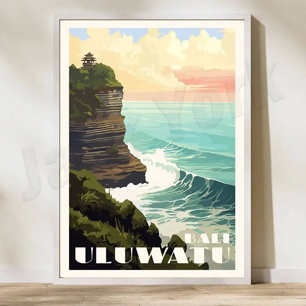 Indonesian travel framed rice field illustration set living room art