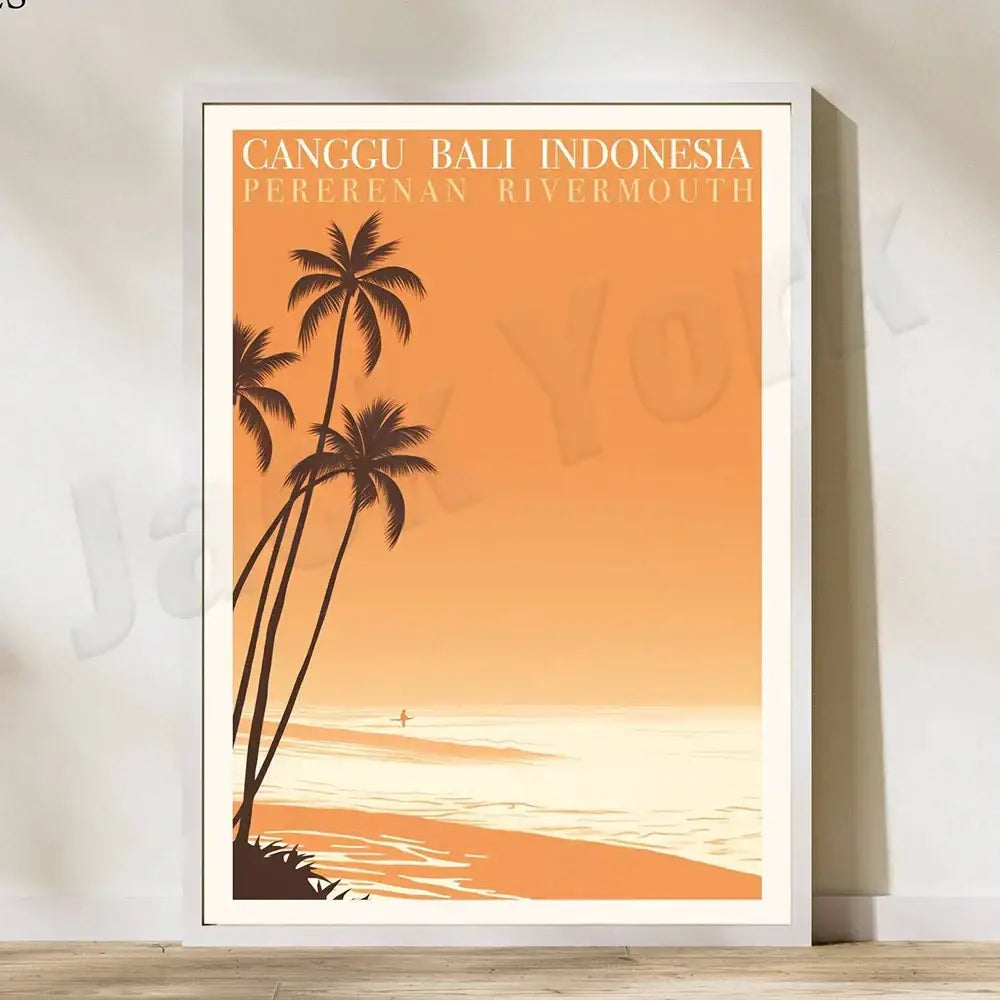 Indonesian travel framed rice field illustration set living room art