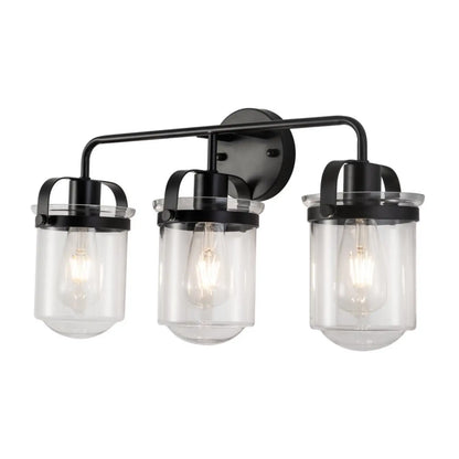 Indoor Wall Lights in Modern Black Finish with Glass Shade and E26 Base