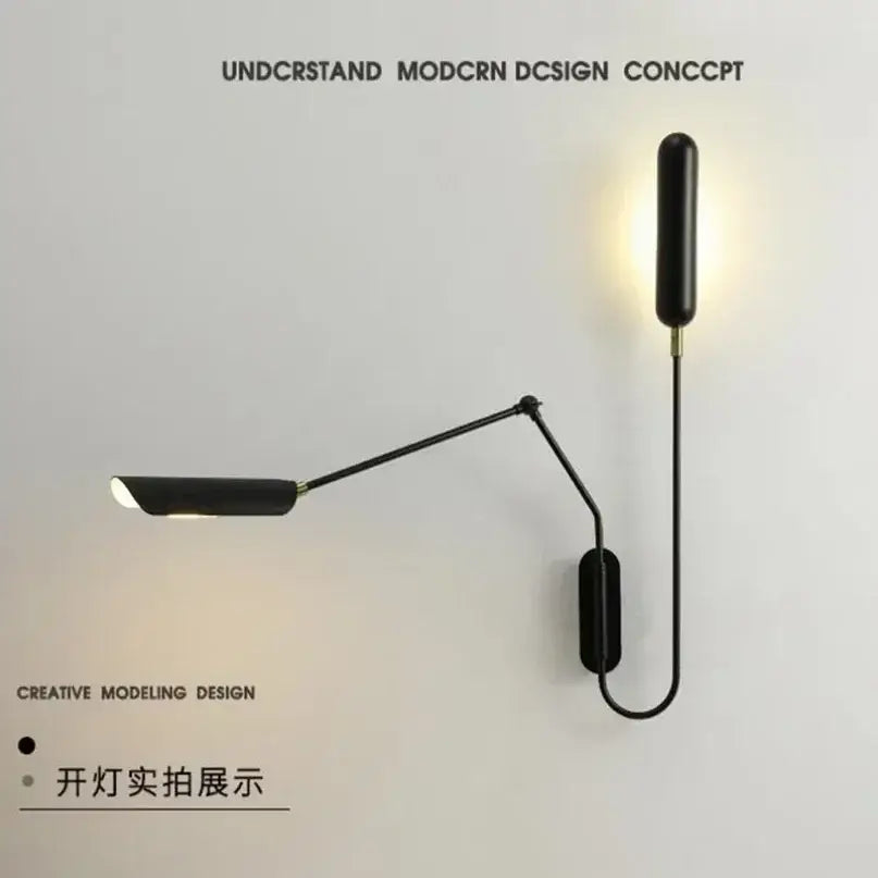 Industrial adjustable led wall lamp bedroom minimalist reading light