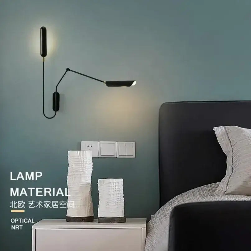Industrial adjustable led wall lamp bedroom minimalist reading light