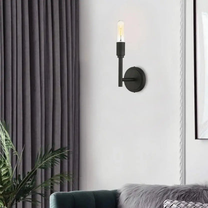Industrial antique metal wall lamp – bedroom black glass sconce