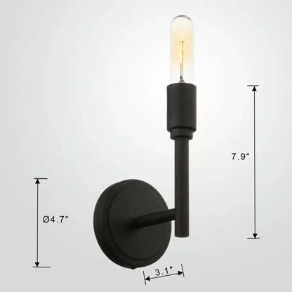 Industrial antique metal wall lamp – bedroom black glass sconce