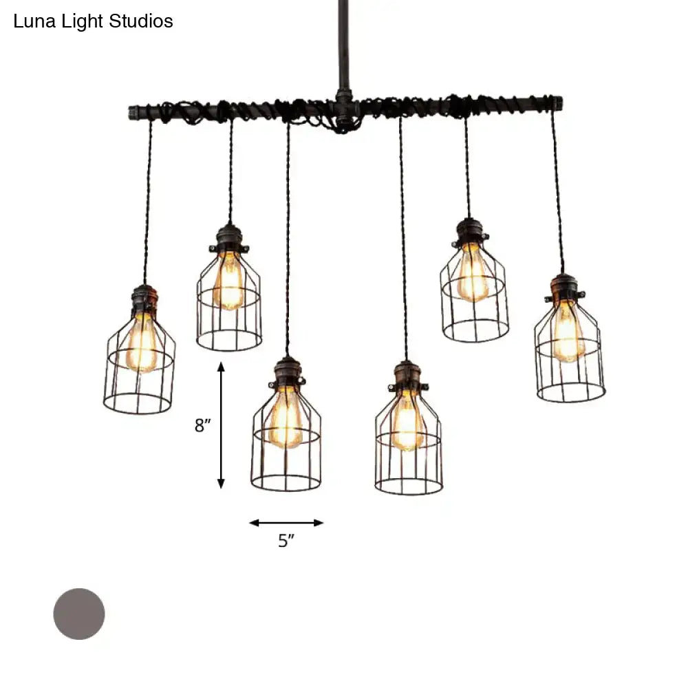Industrial antique style bronze water pipe pendant light dining room
