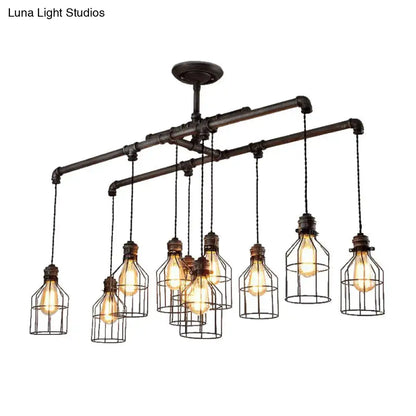 Industrial antique style bronze water pipe pendant light dining room