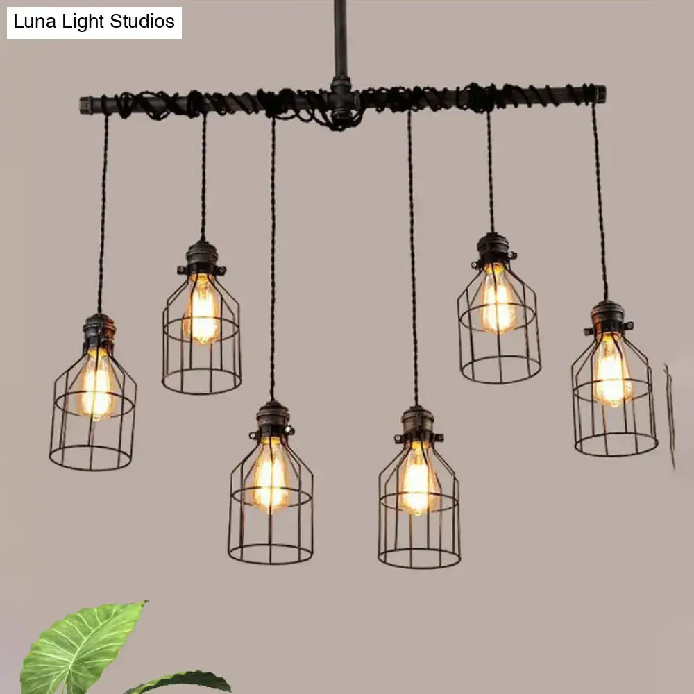 Industrial antique style bronze water pipe pendant light dining room