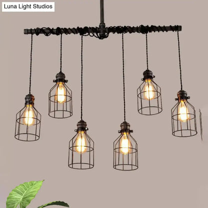 Industrial antique style bronze water pipe pendant light dining room