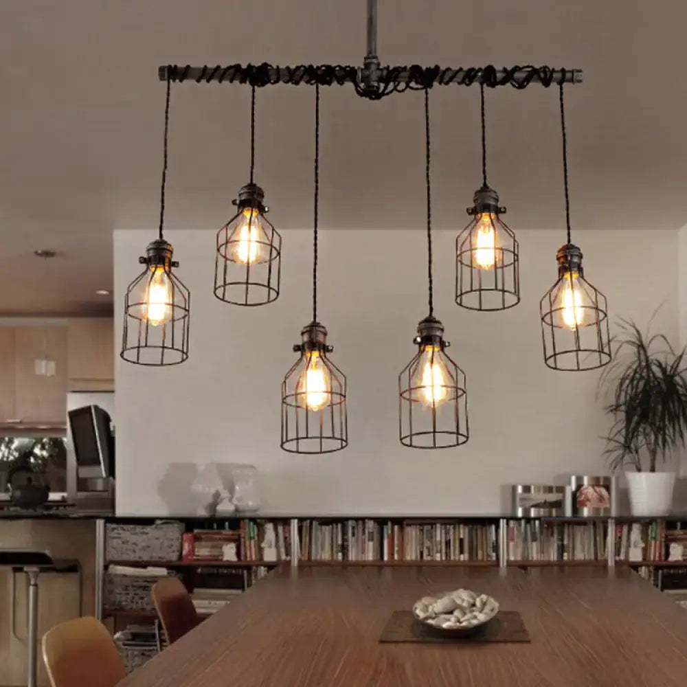 Industrial antique style bronze water pipe pendant light dining room
