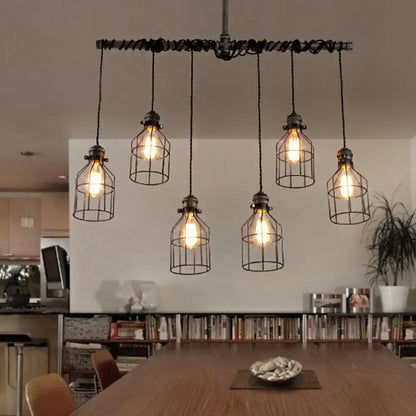 Industrial antique style bronze water pipe pendant light dining room