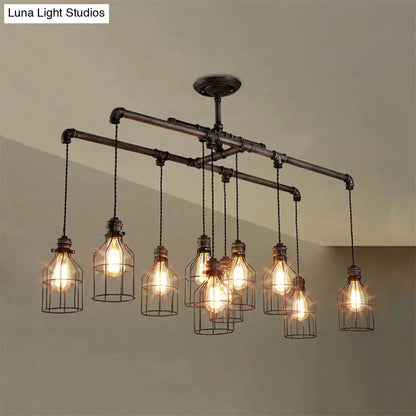 Industrial antique style bronze water pipe pendant light dining room