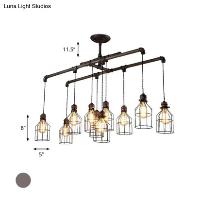 Industrial antique style bronze water pipe pendant light dining room