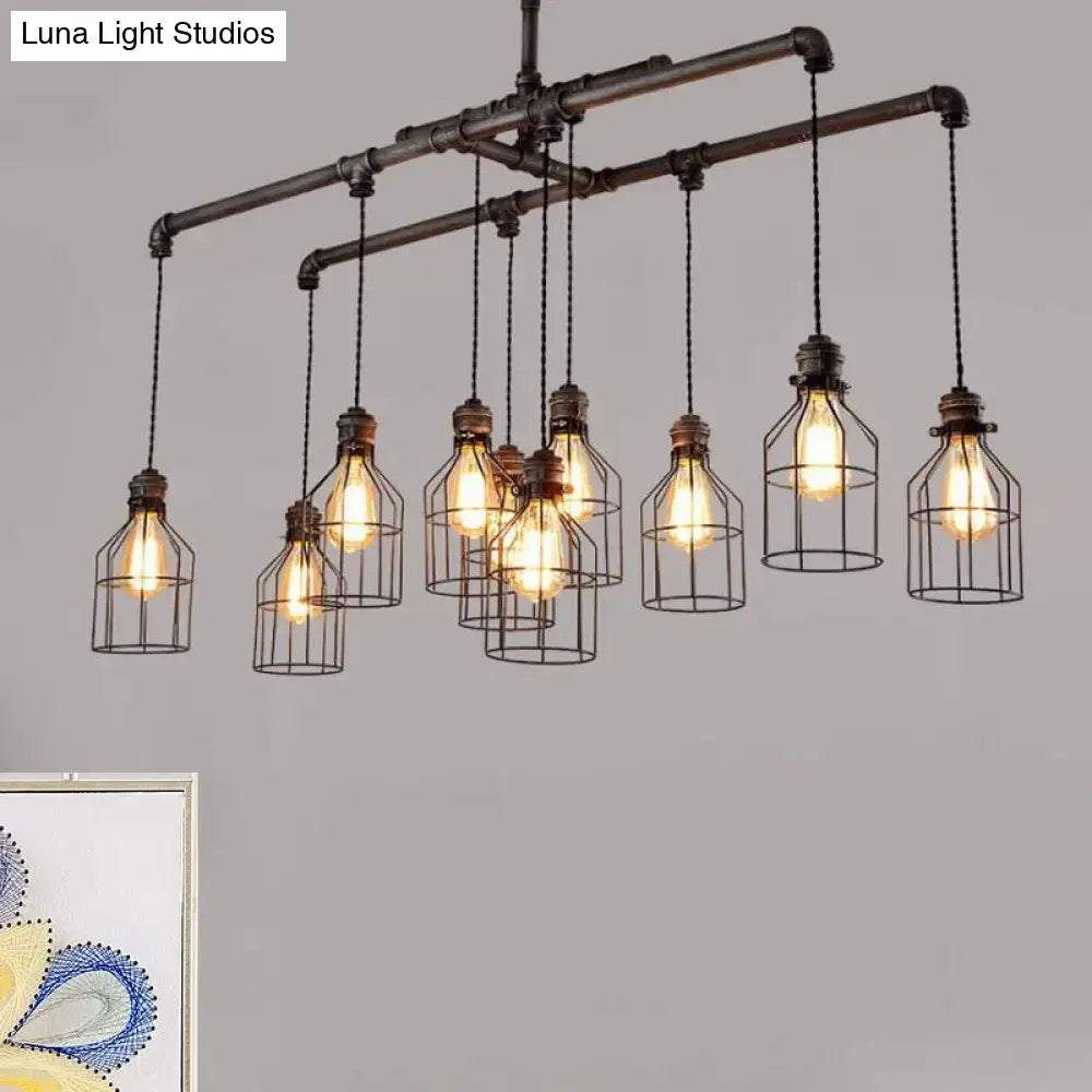 Industrial antique style bronze water pipe pendant light dining room