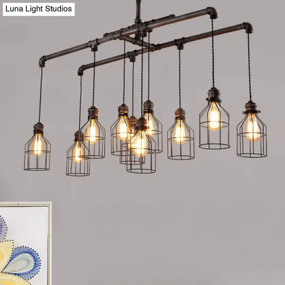Industrial antique style bronze water pipe pendant light dining room
