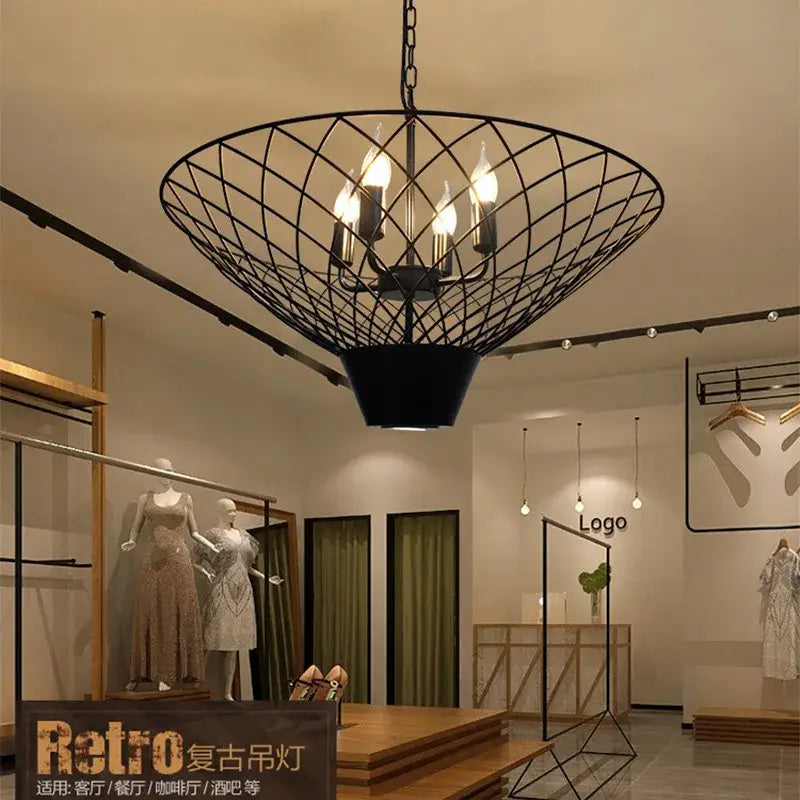 Industrial barbecue restaurant bronze leaf pendant light dining room