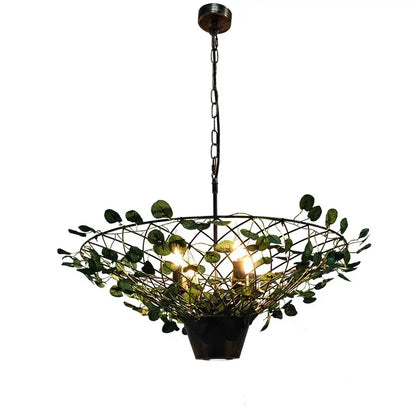 Industrial barbecue restaurant bronze leaf pendant light dining room