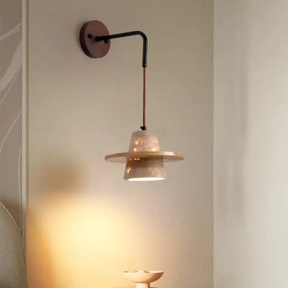Industrial beige concrete wall lamp bedroom pull chain led
