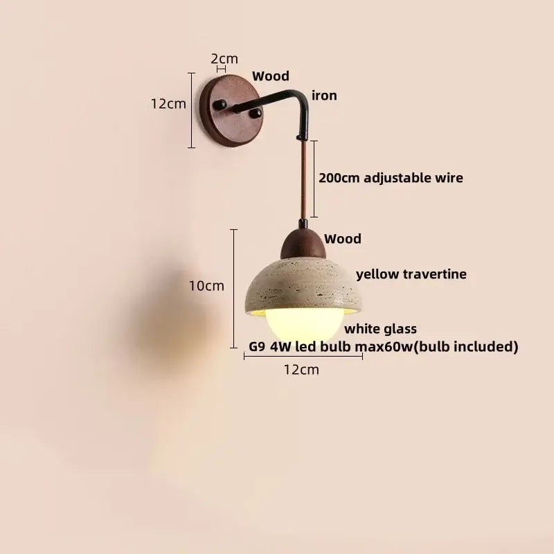 Industrial beige concrete wall lamp bedroom pull chain led