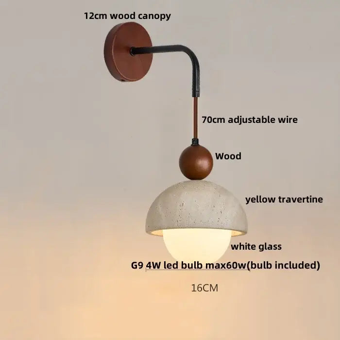 Industrial beige concrete wall lamp bedroom pull chain led