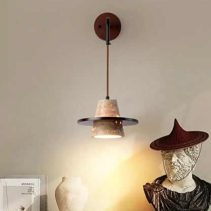 Industrial beige concrete wall lamp bedroom pull chain led