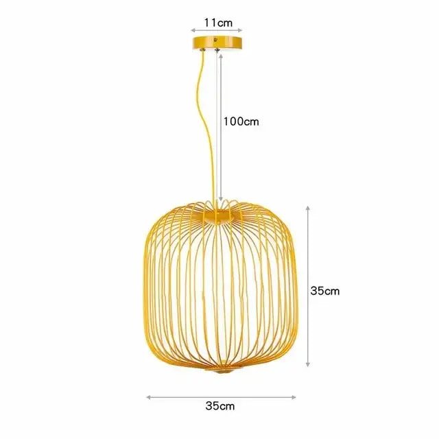 Industrial birdcage iron table lamp white & amber dining room led