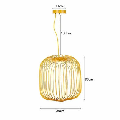 Industrial birdcage iron table lamp white & amber dining room led