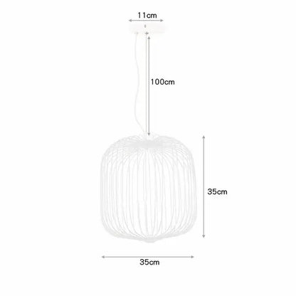 Industrial birdcage iron table lamp white & amber dining room led