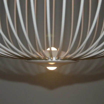 Industrial birdcage iron table lamp white & amber dining room led