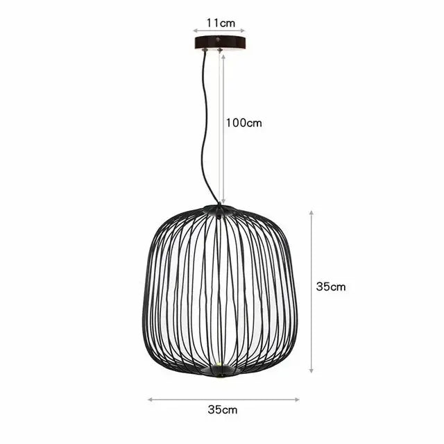 Industrial birdcage iron table lamp white & amber dining room led