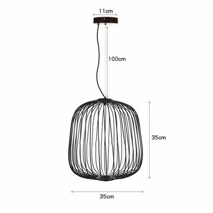 Industrial birdcage iron table lamp white & amber dining room led