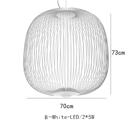 Industrial birdcage iron table lamp white & amber dining room led