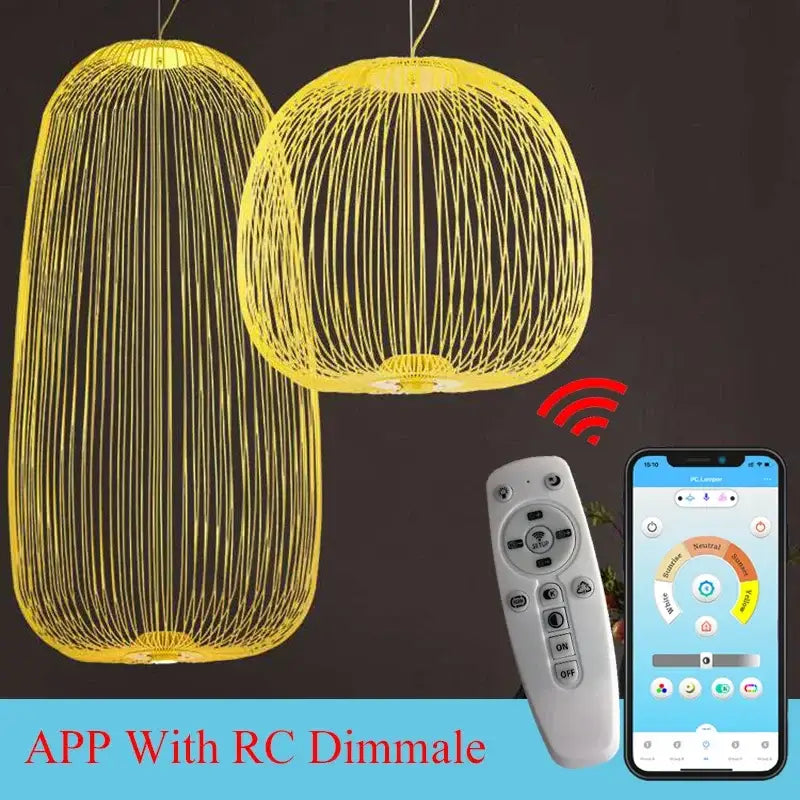 Industrial birdcage iron table lamp white & amber dining room led