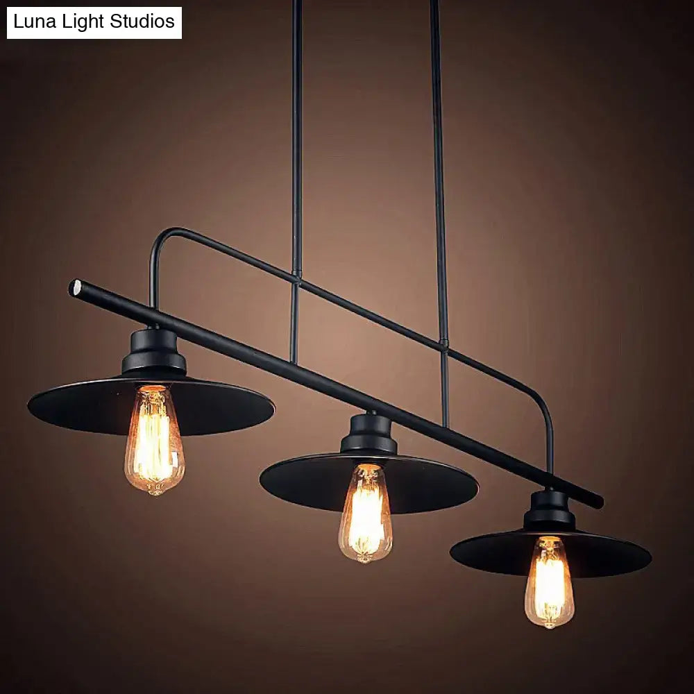 Industrial black 3-light cone island lighting fixture kitchen pendant