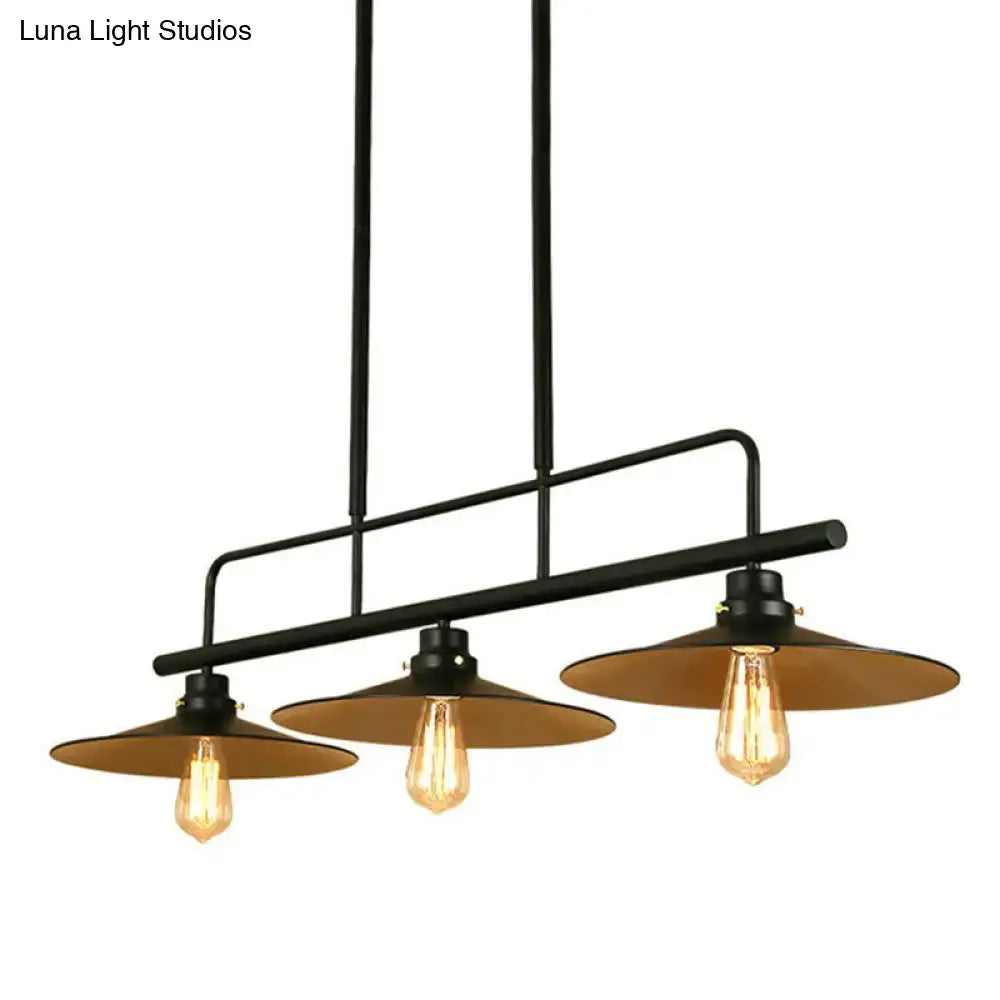 Industrial black 3-light cone island lighting fixture kitchen pendant