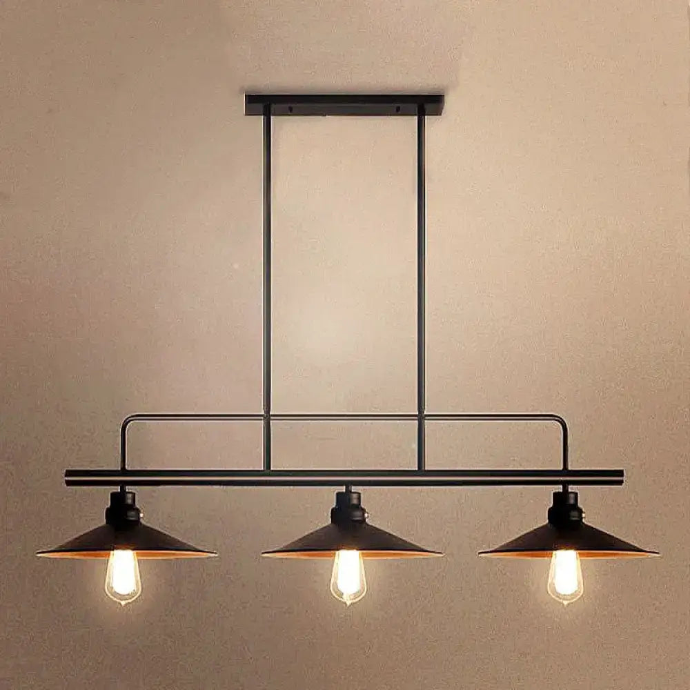 Industrial black 3-light cone island lighting fixture kitchen pendant