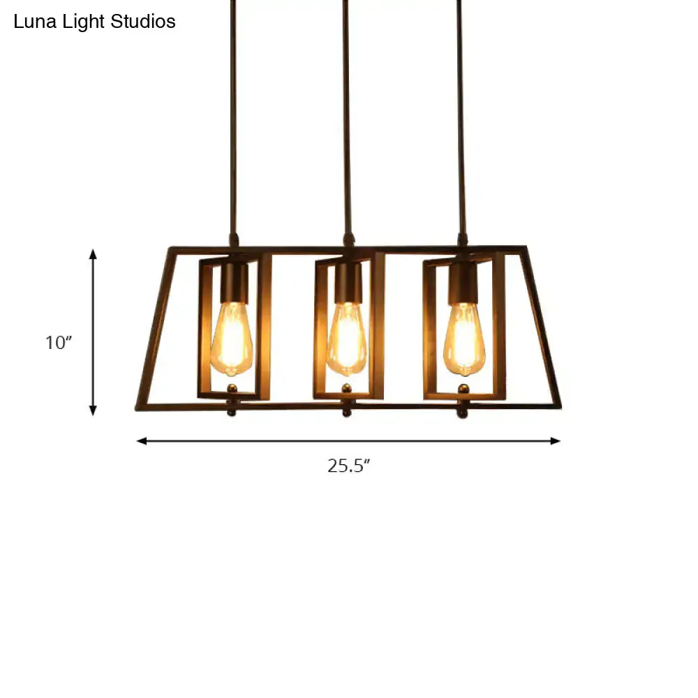 Industrial black 3 light frame island pendant light kitchen chandelier