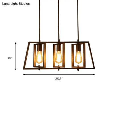 Industrial black 3 light frame island pendant light kitchen chandelier