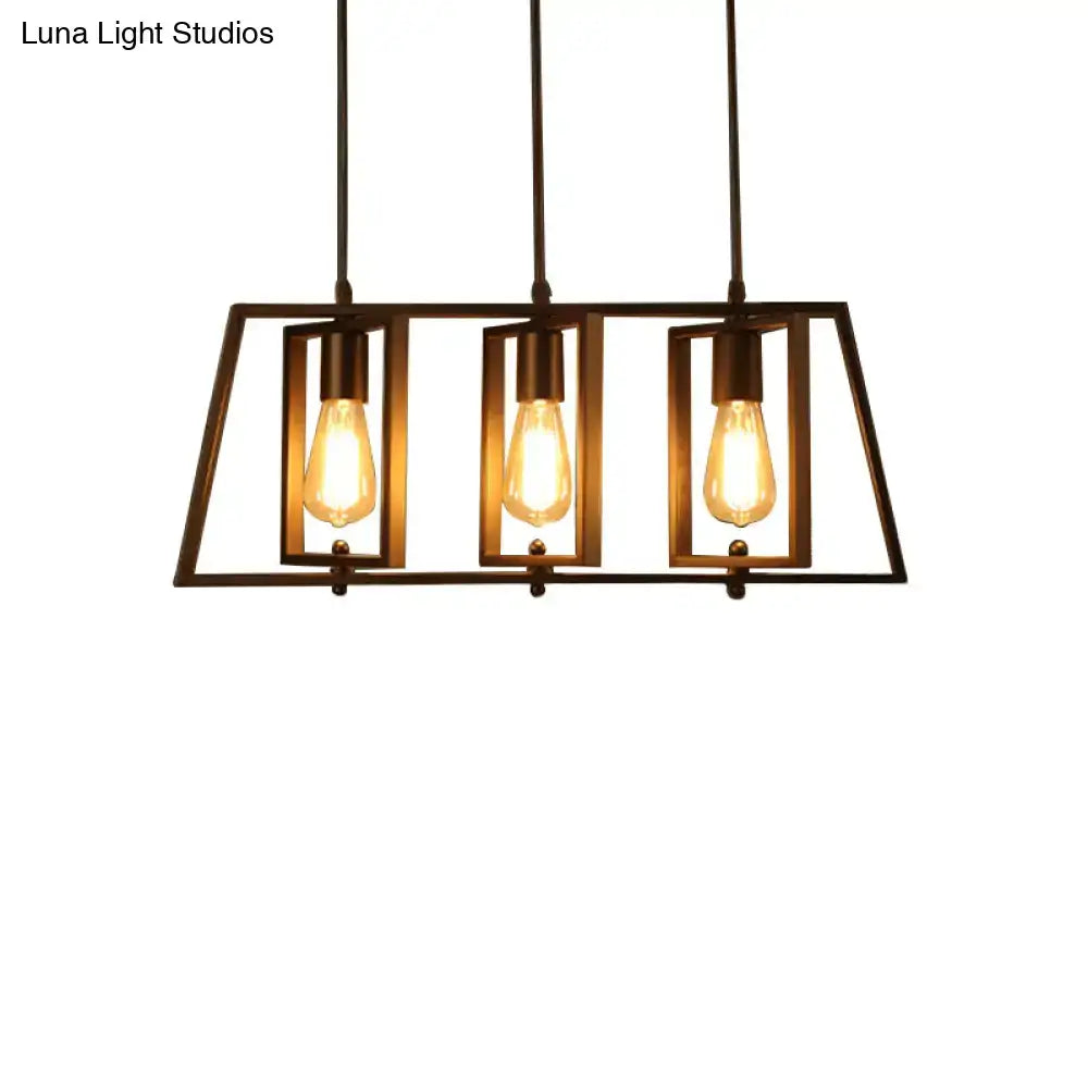 Industrial black 3 light frame island pendant light kitchen chandelier